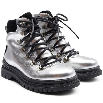 Angulus Tex Snørrestøvle Med Lynlås Og Uldfoer Silver/Black - Str. 32