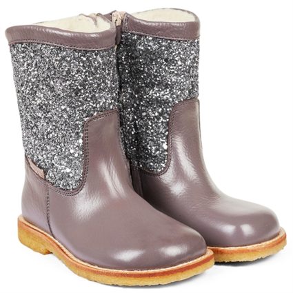 Angulus Tex Støvle Med Glitter Og Lynlås Lavender/Dusty Lavender Glitter - Str. 25