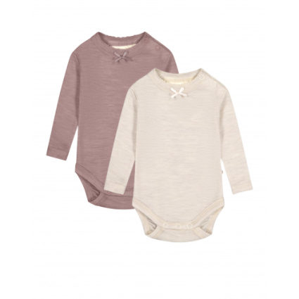Body I 1x1 Rib Med Knapper I 100% Merino Uld, Oeko-texÂ®, 2-pak 56 Nature - Lavender Melange