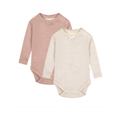 Body I 1x1 Rib Med Knapper I 100% Merino Uld, Oeko-texÂ®, 2-pak 56 Nature - Soft Rose Melange
