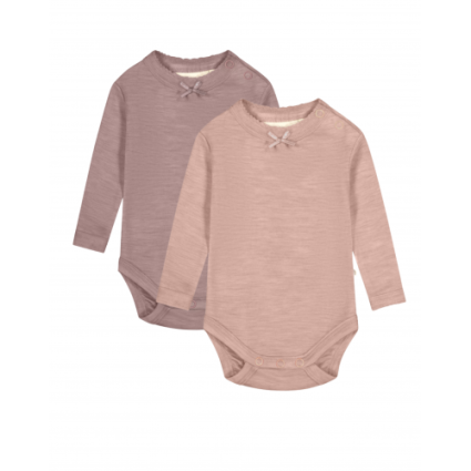 Body I 1x1 Rib Med Knapper I 100% Merino Uld, Oeko-texÂ®, 2-pak 56 Soft Rose - Lavender Melange