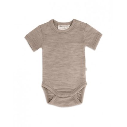 Body Med Kort Ærme Og Knaplukning Over Den Ene Skulder Til Baby, I 100% Økologisk Merino Uld