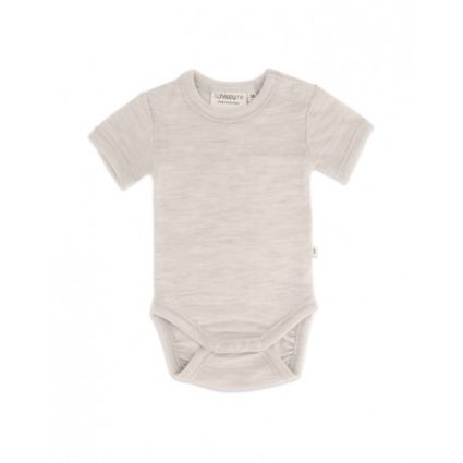 Body Med Kort Ærme Og Knaplukning Over Den Ene Skulder Til Baby, I 100% Økologisk Merino Uld