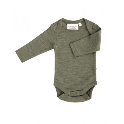 Body Med Lang Ærme Og Amerikansk Lukning Til Baby I 100% Økologisk Merino Uld Moss Melange 56