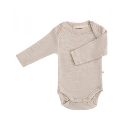 Body Med Lang Ærme Og Amerikansk Lukning Til Baby I 100% Økologisk Merino Uld Nature Melange 56