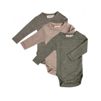 Body Med Lang Ærme Og Rund Hals I 100% Økologisk Merino Uld Til Baby, 3-pak 56 Calm Nature