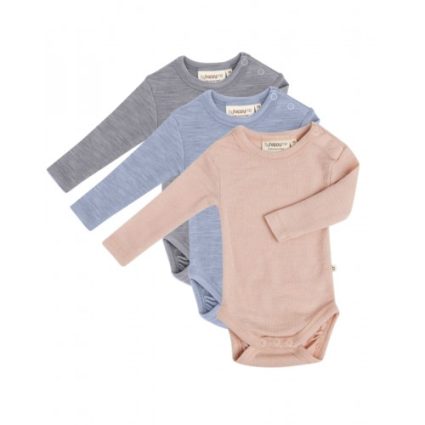 Body Med Lang Ærme Og Rund Hals I 100% Økologisk Merino Uld Til Baby, 3-pak 56 Spring Rose