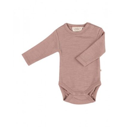 Body Med Lang Ærme Og Rund Hals I 100% Økologisk Merino Uld Til Baby 56 Soft Rose