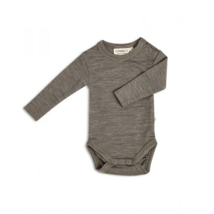 Body Med Lang Ærme Og Rund Hals I 100% Økologisk Merino Uld Til Baby Light Brown Melange 56