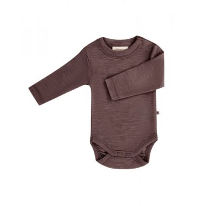 Body Med Lang Ærme Og Rund Hals I 100% Økologisk Merino Uld Til Baby Plum Melange 56