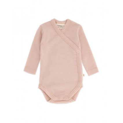 Body Med Lang Ærme Og Slå Om Lukning Til Baby I 100% Økologisk Merino Uld Rose Melange 62