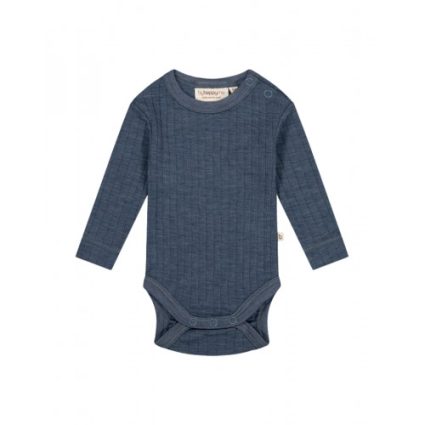 Body Med Rund Hals Og Knapper, Dropneedle, I 100% Merino Uld, Oeko-texÂ® Blue Melange 56