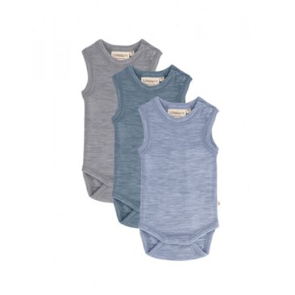 Body Uden Ærmer Og Knaplukning Over Den Ene Skulder Til Baby I 100% Økologisk Merino Uld, 3-pak 56 Nordic Sea