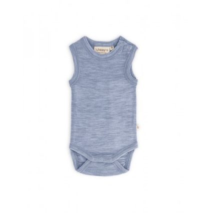 Body Uden Ærmer Og Knaplukning Over Den Ene Skulder Til Baby I 100% Økologisk Merino Uld 56 Light Blue Melange