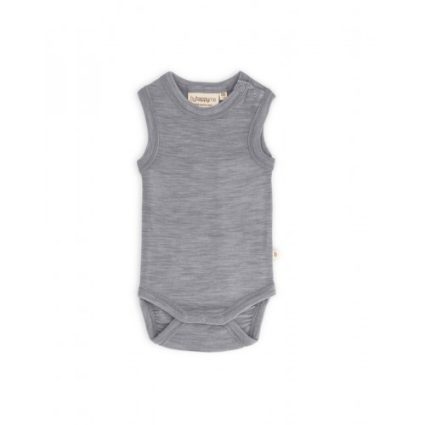 Body Uden Ærmer Og Knaplukning Over Den Ene Skulder Til Baby I 100% Økologisk Merino Uld Grey Melange 56