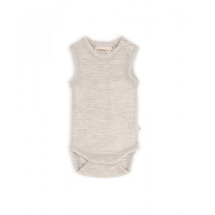 Body Uden Ærmer Og Knaplukning Over Den Ene Skulder Til Baby I 100% Økologisk Merino Uld Nature Melange 62