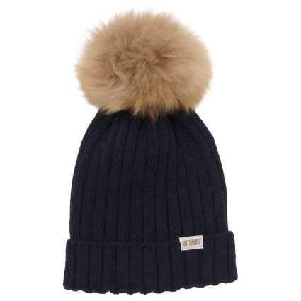 Huttelihut Dark Navy Hue Knit W. Alpaca Pompom - Str. 6-8 år/54