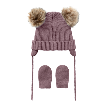 NAME IT Strik Sæt Hue Og Vanter Mara Grape Shake