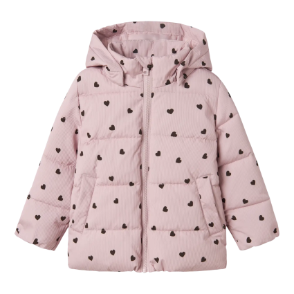 Name It Monday - Puffer Jacket - Violet Ice / Hearts - 86 cm