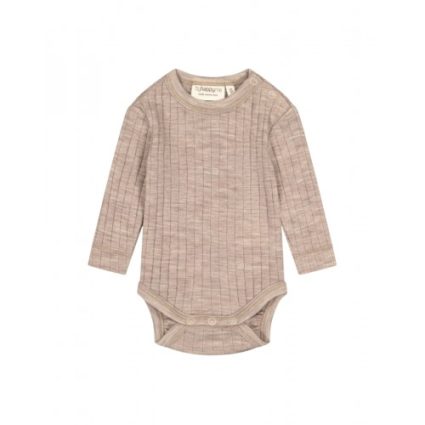 Rib Body Med Rund Hals Og Knapper I 100% Merino Uld, Oeko-texÂ® Beige Melange 56