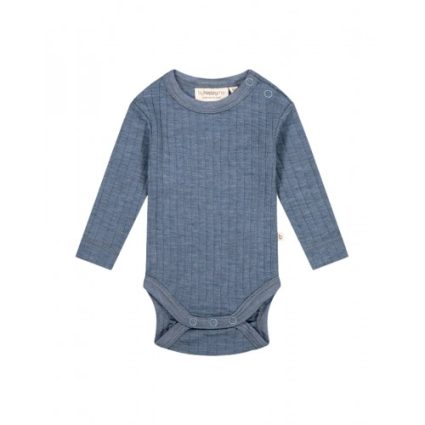 Rib Body Med Rund Hals Og Knapper I 100% Merino Uld, Oeko-texÂ® Blue Melange 56