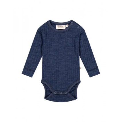 Rib Body Med Rund Hals Og Knapper I 100% Merino Uld, Oeko-texÂ® Navy Melange 56