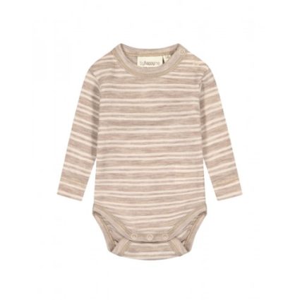 Stribet Body Med Knapper I 100% Merino Uld, Oeko-texÂ® 56 Beige/nature Melange