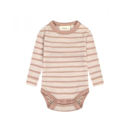 Stribet Body Med Knapper I 100% Merino Uld, Oeko-texÂ® 56 Nature/soft Rose Melange
