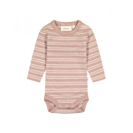 Stribet Body Med Knapper I 100% Merino Uld, Oeko-texÂ® 56 Soft Rose/nature Melange
