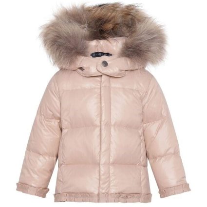 Ver de Terre Featherlight Baby Dunfrakke m. Pels Mahogany Rose - Str. 6 mdr