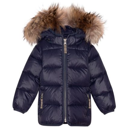 Ver de Terre Featherlight Baby Dunjakke m. Pels Navy - Str. 6 mdr
