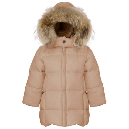 Ver de Terre Featherlight Baby Girls Dunfrakke m. Pels Mahogany Rose - Str. 9 mdr